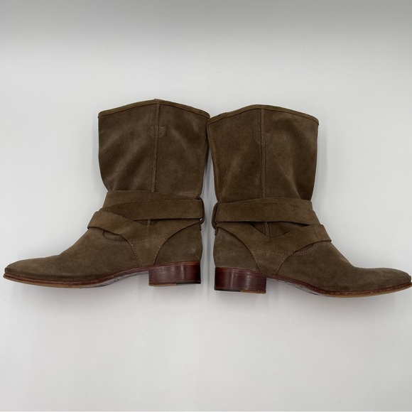 BELLE By SIGERSON MORRISON Women’s 7.5 Who Moto Suede Leather Boots Buckle Strap - Picture 8 of 11